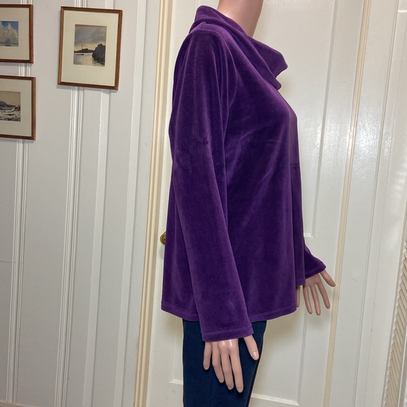 d&co. Essentials Medium Purple Cowl Neck Sweater - Picture 3 of 14